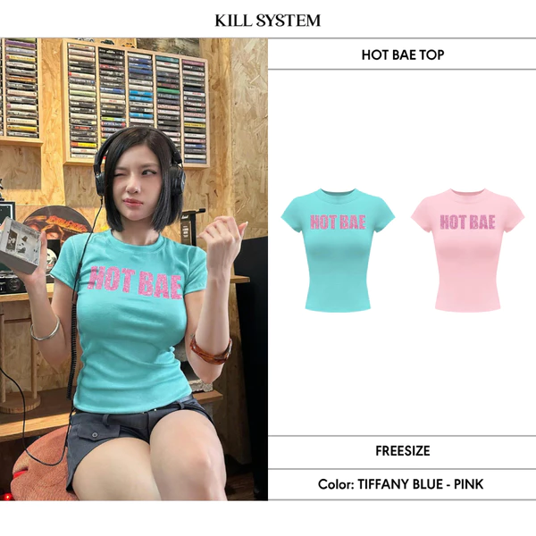 [HÀNG MỚI VỀ] Áo thun babytee in chữ kim tuyến lấp lánh HOT BAE - 𝐊𝐈𝐋𝐋 𝐒𝐘𝐒𝐓𝐄𝐌