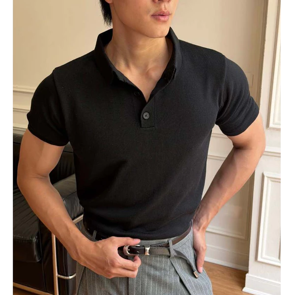 Áo Polo Nam B Brown Ngắn Tay Dệt Kim Form Crop Cao Cấp – Lucas Knit Polo Shirts ALKP01