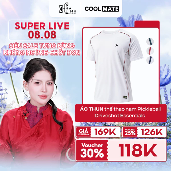 [VÕ HÀ LINH X COOLMATE]Áo thun thể thao nam Pickleball Driveshot Essentials Nhanh khô Thoáng khí Thấm hút tốt Coolmate