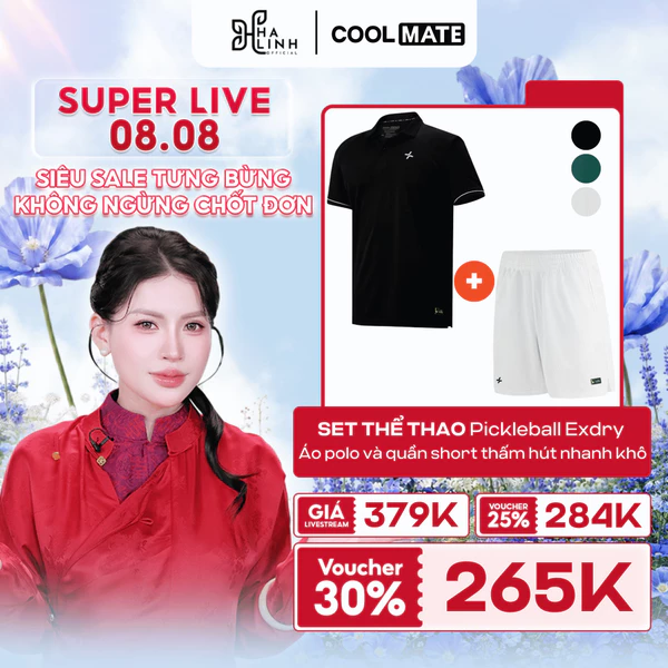[VÕ HÀ LINH X COOLMATE]Set đồ bộ thể thao nam Pickleball Exdry Áo polo và Quần shorts thấm hút, nhanh khô Coolmate