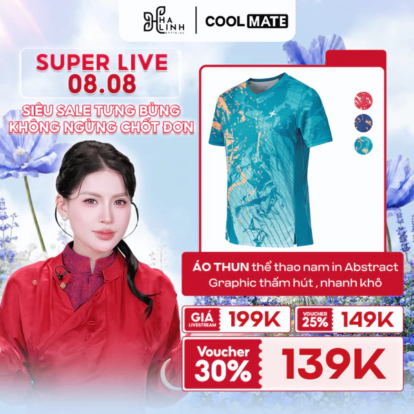 [VÕ HÀ LINH X COOLMATE]Áo thun thể thao nam cầu lông, Pickleball IN Abstract Graphic thấm hút, nhanh khô, thoáng khí