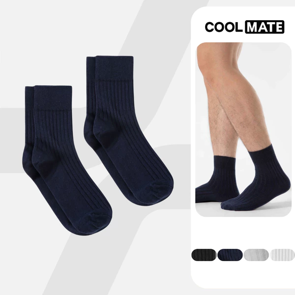[MUA 2 GIẢM 5%]Combo 2 đôi Tất cổ trung Cotton Ribbed, Tất đeo giày tây mềm mại thoáng khí thấm hút mồ hôi tốt Coolmate