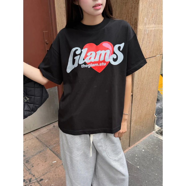 TheGlam CHÍNH HÃNG - Áo Thun Boxy "GLAMS HEART" UNISEX Màu Trắng/Đen - TS07-11