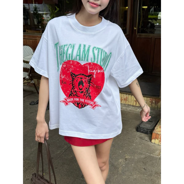 TheGlam CHÍNH HÃNG - Áo Thun Trắng LocalBrand "PIXEL CAT" Form Boxy UNISEX - TS07-08
