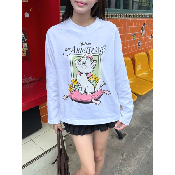 TheGlam CHÍNH HÃNG - Áo Thun Tay Dài Trắng "PINK CHARM" UNISEX Form Boxy Nam Nữ - TS03-09