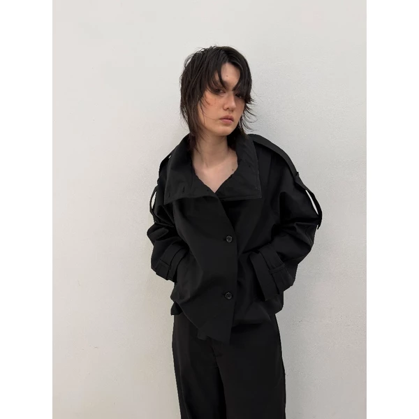 Áo Khoác Trench Coat Cổ Cao Thời Trang Vải Dạ 67PERCENT / 67% - COLLAR TRENCH JACKET