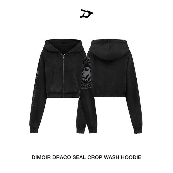 Áo khoác DIMOIR DRACO SEAL CROP Màu Wash XÁM