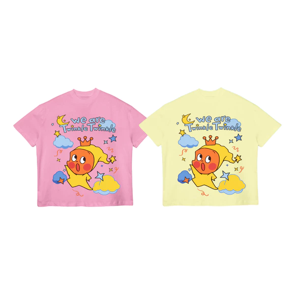 TheGlam CHÍNH HÃNG - Áo Thun "TWINKLE STAR" UNISEX Form Boxy Màu Hồng nhạt/Vàng nhạt Nam Nữ - TS08-14