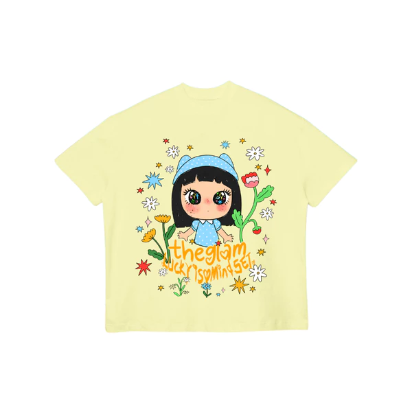 TheGlam CHÍNH HÃNG - Áo Thun "FLOWER CHIBI" UNISEX Form Boxy Màu Hồng nhạt/Xám tiêu nhạt Nam Nữ - TS08-05