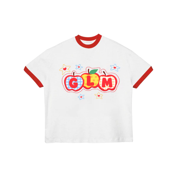 TheGlam CHÍNH HÃNG - Áo Thun Ringer Tee "APPLE GLM" Trắng viền Đỏ Form Boxy UNISEX Nam Nữ - TS08-02