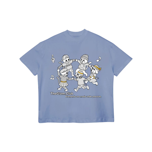 TheGlam CHÍNH HÃNG - Áo Thun "FRIEND CIRCLE" UNISEX Form Boxy Màu Xanh xám/Xám tiêu nhạt Nam Nữ - TS08-07
