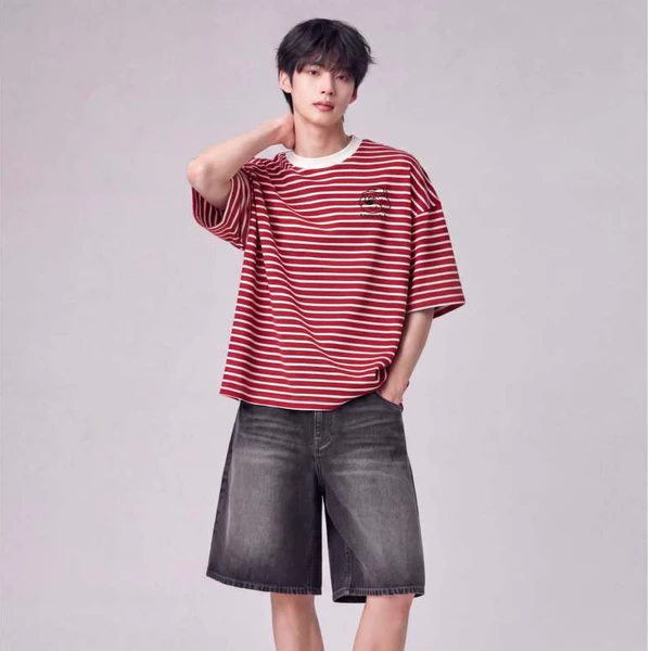 Áo Thun Sọc Ngang Unisex Boxy Fit Daily Stripe LIMEORANGE