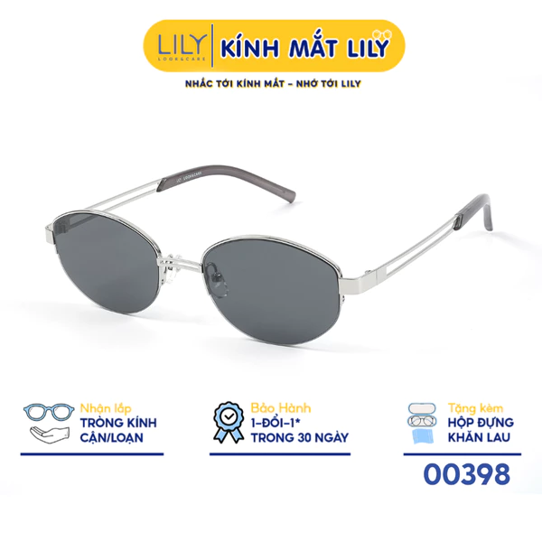 Kính mát thời trang nam nữ LILYEYEWEAR chất liệu kim loại cao cấp, mắt kính chống UV400, kiểu dáng thời trang 00398