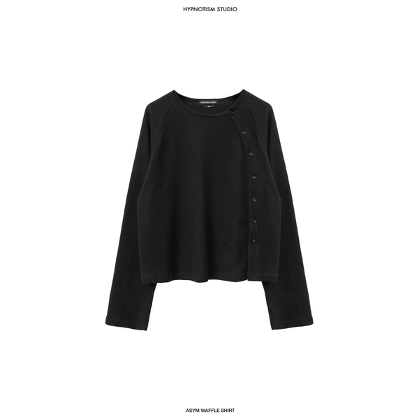 Hypnotism Asym Waffle Shirt Áo cotton tổ ong thiết kế nút lệch form Relaxed Fit (Hỏa tốc)