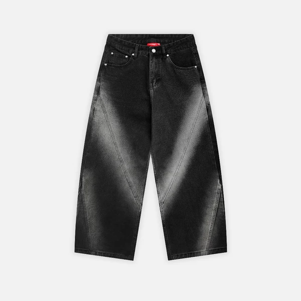 Quần NEEDS OF WISDOM Bleached Wide Denim Pants - Black - Local Brand Chính Hãng