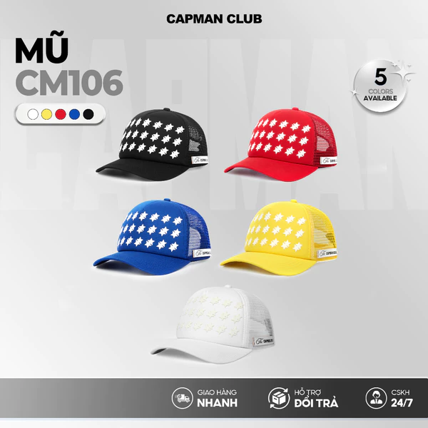 Mũ lưỡi trai nam nữ in ngôi sao CM106, nón kết lưỡi trai unisex đủ màu CAPMAN CLUB dễ phối đồ