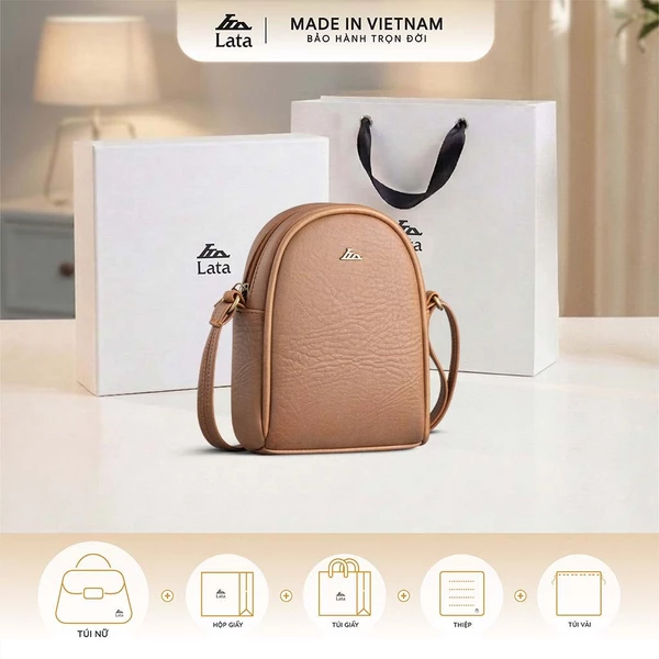 Bộ hộp quà trắng LATA (Túi đeo chéo nữ LATA HN115 + Hộp quà HQ2T + Túi giấy TG2T + Túi rút BVR3838 + Thiệp cảm ơn BT1)
