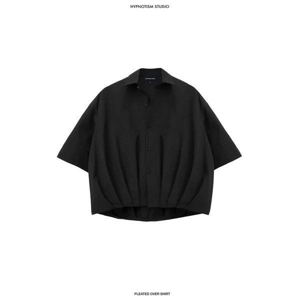 Hypnotism Pleated Over Shirt Áo sơ mi tay ngắn vải cotton thoáng mát form boxy tối giản (Hoả tốc)