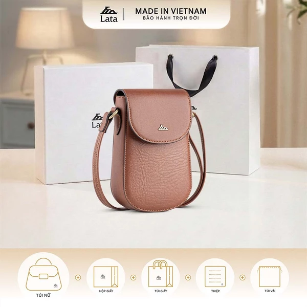 Bộ hộp quà trắng LATA (Túi đeo chéo nữ LATA HN122 + Hộp quà HQ2T + Túi giấy TG2T + Túi rút BVR3838 + Thiệp cảm ơn BT1)