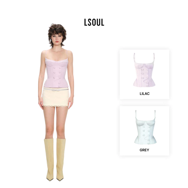 LSOUL Áo Corset Tôn Dáng Ailee Top + Chân Váy Lisa Chất Da Cạp Trễ Ron Skirt