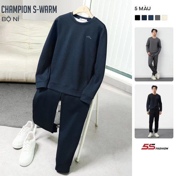 [SVIP X 5S] Bộ Quần Áo Nỉ Nam Mùa Đông 5S FASHION CHAMPION Dày Dặn, Giữ Ấm, Thêu Tinh Tế 01-MBNIR5013