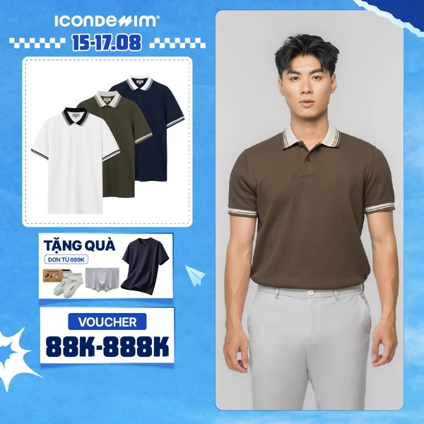 Áo Polo Nam ICONDENIM Họa Tiết Phối Cổ Contrasting Ribbed Details Form Regular PLID0220