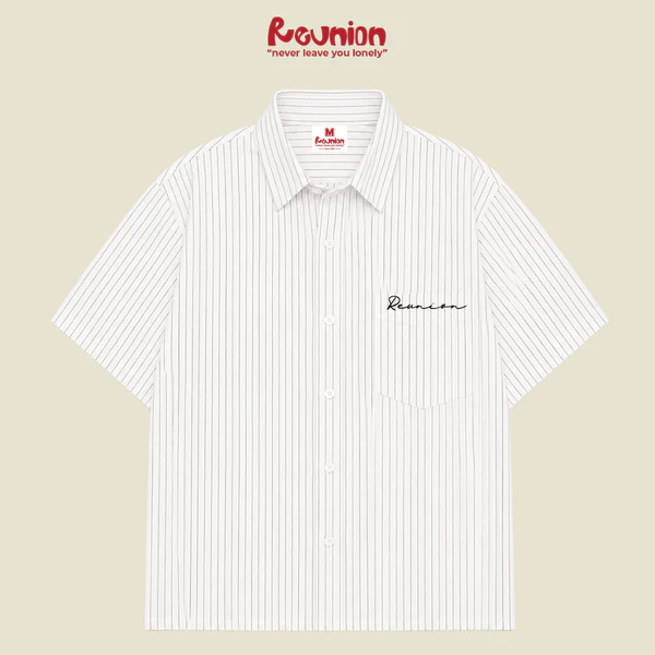 RNC Striped Shirt - Áo Sơ Mi Kẻ Cộc Tay Nam Nữ SCRIPT Chất Vải Oxford Chống Nhăn Brand REUNION