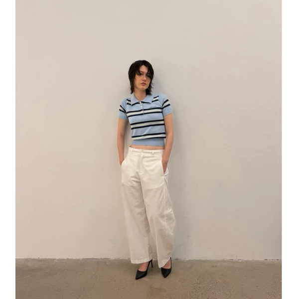 Áo Thun Ôm Nữ Len Mỏng Hoạ Tiết Kẻ Sọc 67PERCENT/67% - SAINT MARINA KNIT