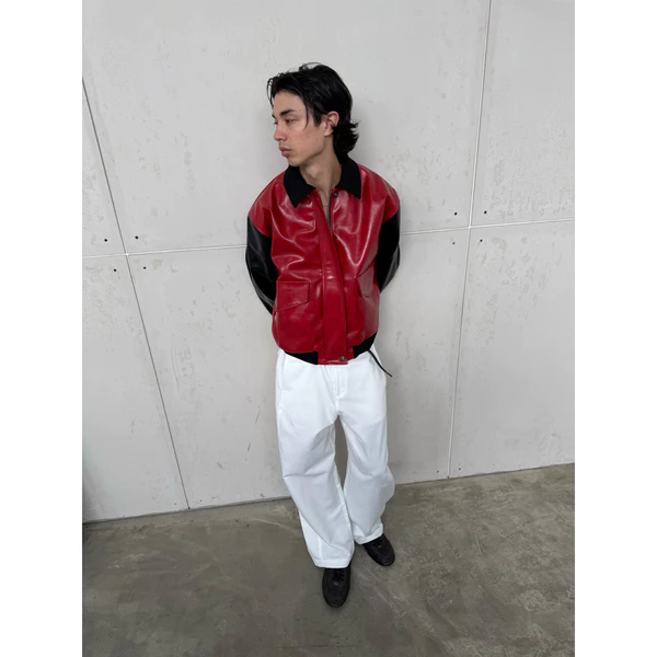 Áo Khoác Da Bomber Phối Màu Thêu Nổi Sắc Nét 67PERCENT/67% - JERSEY LEATHER BOMBER