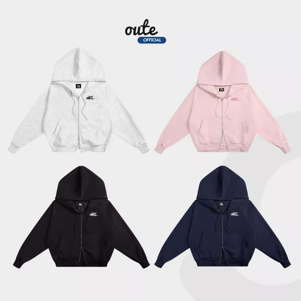 Áo Khoác Hoodie Zip Minimal Nỉ Hai Da Form Boxy Unisex Nam Nữ LocalBrand