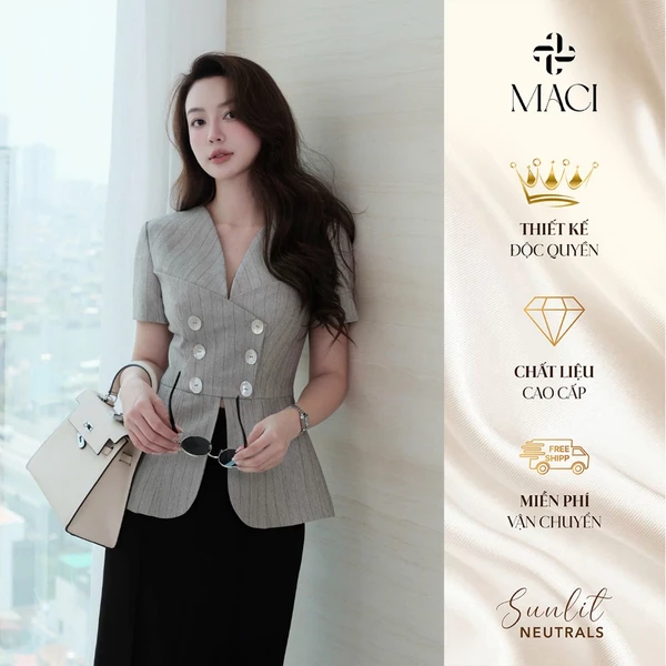 Áo Kí Giả Chiết Eo Dáng Peplum Cách Điệu MACI MCAABGH0394 Thời Trang Nữ Thiết Kế Độc Quyền