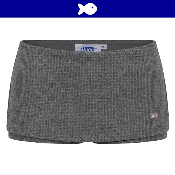 Váy quần ngắn nữ cạp trễ ôm dáng DKMV đính logo cá chất thun nỉ lông thỏ tweed màu xám Nerina Skirt | K-V16-TX