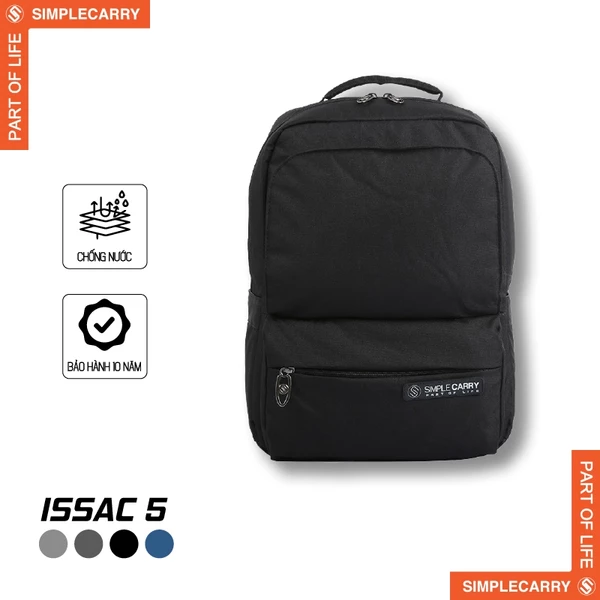 Balo Nam Nữ, Học Sinh SimpleCarry Issac 5 Ngăn Chứa Rộng Rãi, Phần Lưng Có Lớp Mút, Vải Trượt Nước