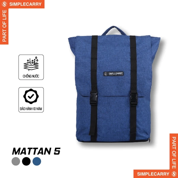 Balo Nam Nữ SimpleCarry Mattan 5 Nhiều Ngăn, Có Ngăn Ẩn, Có Nắp Đậy