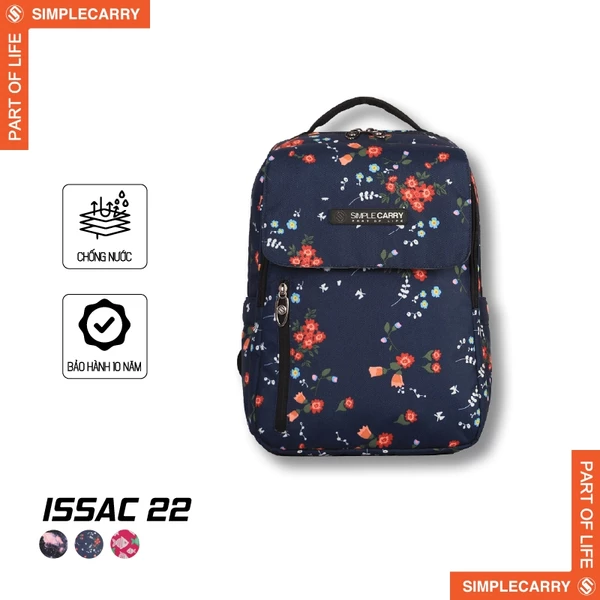 Balo Thời Trang SimpleCarry Issac 22 Họa Tiết Hoa, Ngăn Chứa Rộng Rãi, Trượt Nước