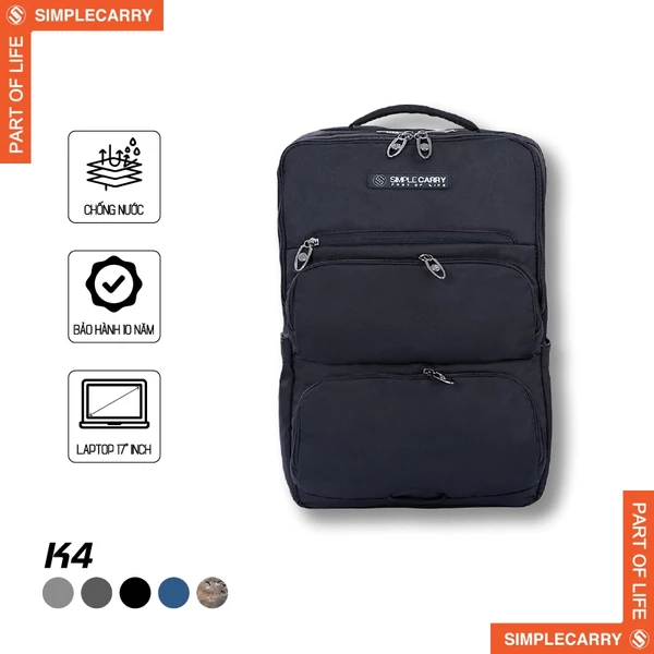 Balo Nam Nữ Hàn Quốc SimpleCarry K4 Nhiều Ngăn, Có Ngăn Lưới Đựng Adapter
