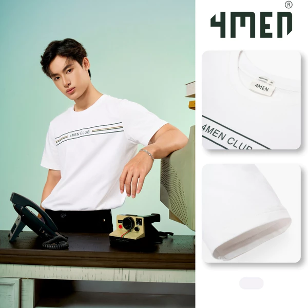 Áo Thun In Signature Stripe 4MEN Club Form Regular AT197 Cổ Tròn Basic