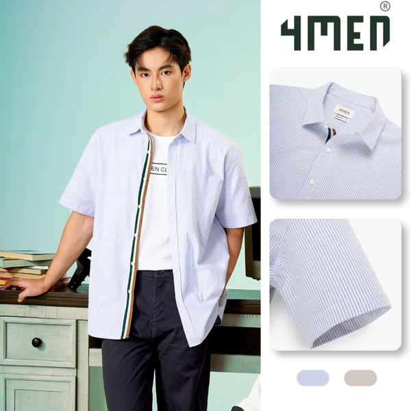 Áo Sơ Mi 4MEN Signature Stripe Sọc Tay Ngắn Form Regular SM210 Thanh Lịch