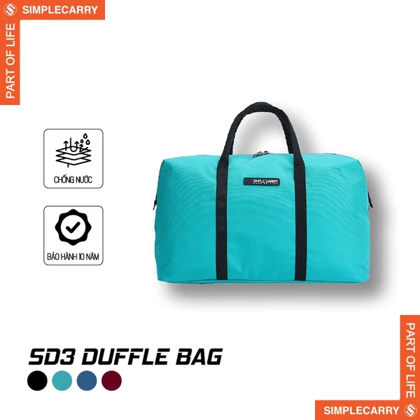 Túi Du Lịch SimpleCarry Duffle SD3 Màu Xanh/Tím, Ngăn Thoáng Rộng, Có Quai Xách, Quai Đeo Chắc Chắn