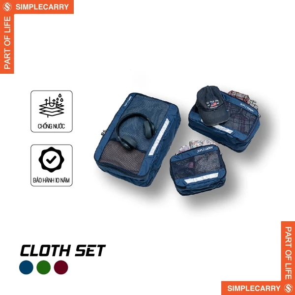 Set Túi Quần Áo Du Lịch SimpleCarry Cloth Set Có 3 Sizes S,M,L, Thiết Kế Ngăn Đôi, Có Tay Cầm, Chống Thấm Tốt