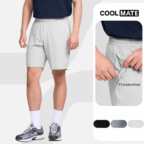 Quần đùi cotton, quần Short Nam New French Terry V2 co giãn cạp chun có khoá kéo Coolmate