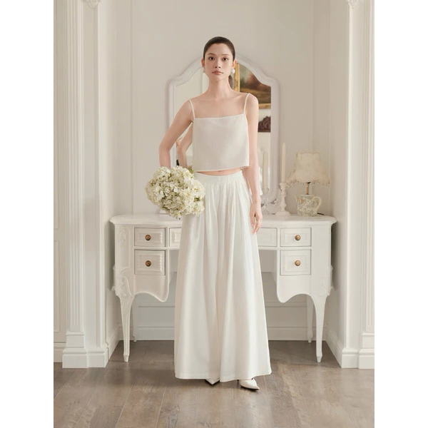 RUBIES Tesa Pants - Quần Dài Nữ Vải Linen Lưng Thun Ống Suông Rộng