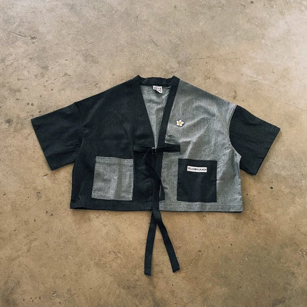 Áo kimono YELLOW FLICKER logo hoa form boxy