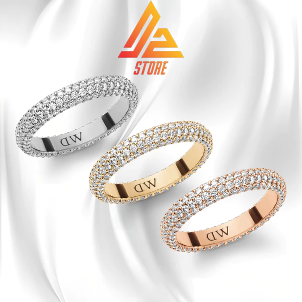 Nhẫn Pavé Love khắc tên theo yêu cầu cặp đôi thời trang