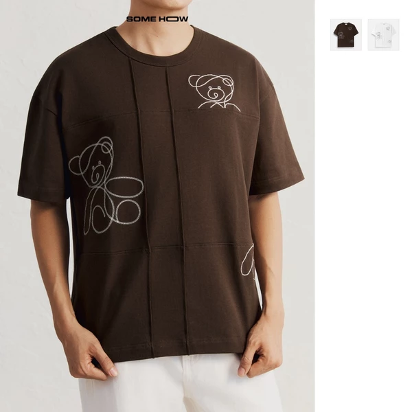 [New8] Áo Thun Oversize Grid Bear Chất Liệu Cotton Spandex Năng Động Thoải Mái, AT0391 SOME HOW STORE