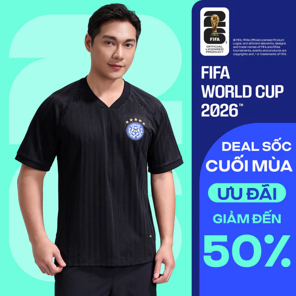 [VOUCHER 50%]Áo thun nam cổ V Jacquard Exdry ProActive World Cup áo đa năng thể thao bóng đá, mặc hàng ngày COOLMATE