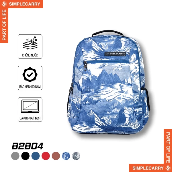 Balo Đi Học & Đi Làm SimpleCarry B2B04 Nhiều Ngăn, Có Ngăn Đựng Laptop Riêng, Chống Sốc