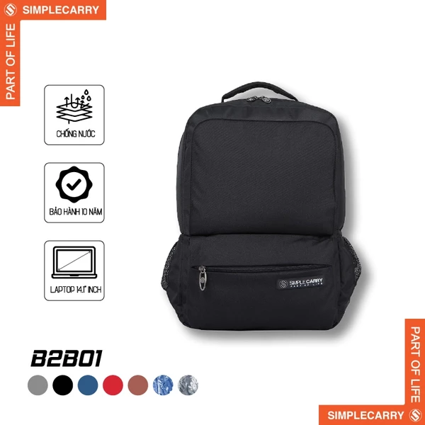 Balo Đi Học & Công Sở SimpleCarry B2B01 Nhiều Ngăn, Chống Sốc, Đựng Vừa Laptop 14.1 Inch