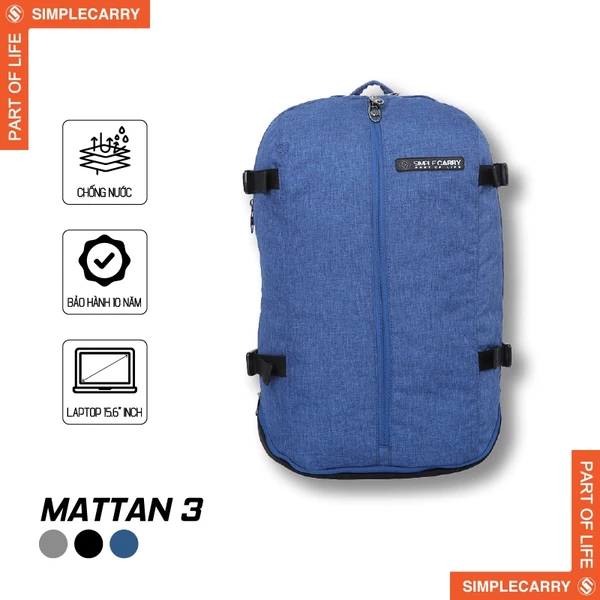 Balo Du Lịch Phong Cách Hàn Quốc SimpleCarry Mattan 3 Nhiều Ngăn, Ngăn Ẩn, Dây Kéo Dọc Thời Trang