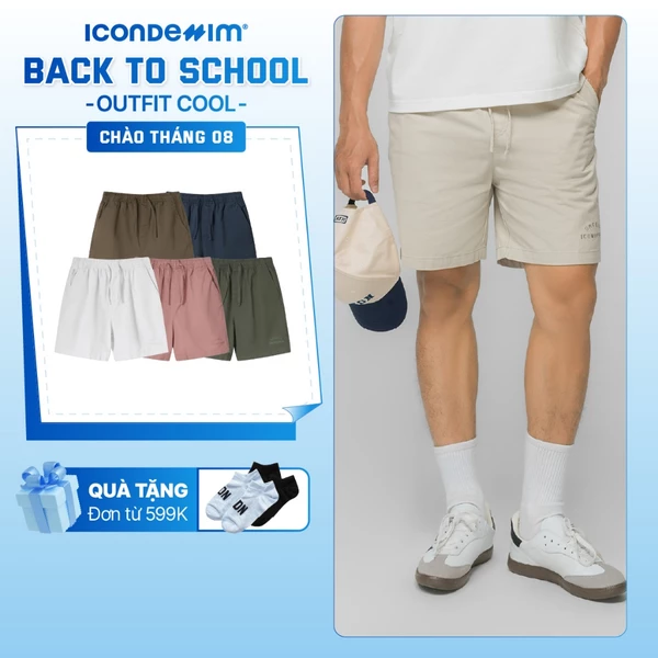 Quần Short Kaki Nam ICONDENIM Garment Dye Form Regular QSID0230